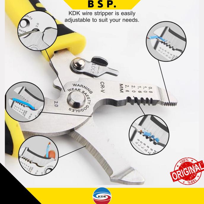 TANG POTONG KUPAS KABEL KDK MULTIFUNGSI 7" tumpul