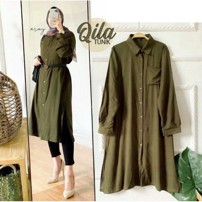 Qila Tunik Bahan moscrepe import Fit To L