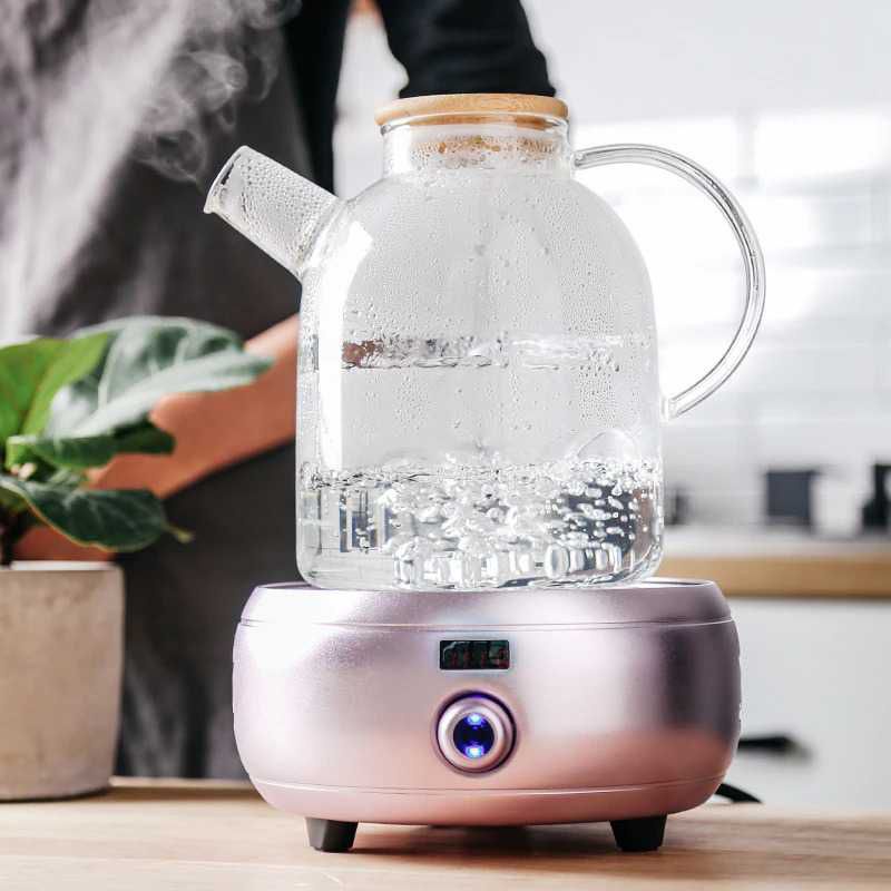 homadise teko picther teh borosilicate glas. teko kaca transparan tahan panas & dingin dengan tutup 