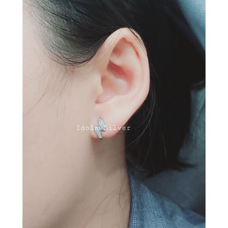 ANTING PERAK ASLI SILVER 925 LAPIS EMAS MODEL JEPIT ZIGZAG - PERHIASAN PERAK WANITA