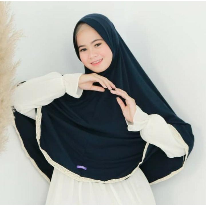 Jilbab Syari Renda Jasmine Geblus I Jilbab Instan Jersey Premium Renda By Kalisha