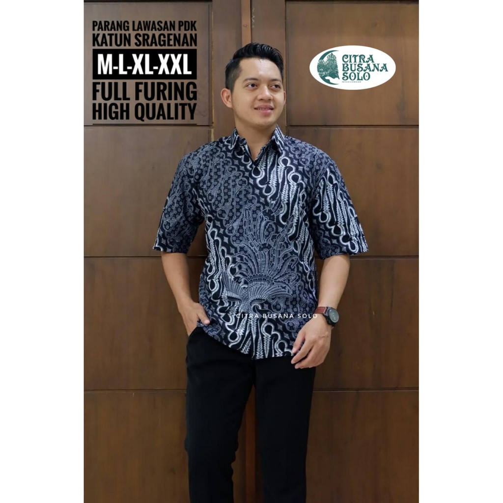 AJISAKA PARANG LAWASAN Kemeja Batik Pria Katun Sragenan Full Furing