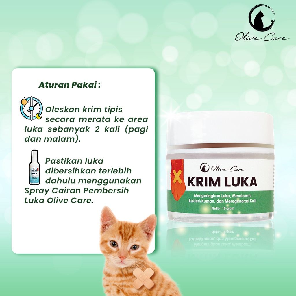 Olive Care Salep Krim Kucing KRIM LUKA untuk Kulit Luka Basah &amp; Kering, Luka Berdarah, Koreng, Cegah Infeksi dan Regenerasi Kulit Sweety Petshop