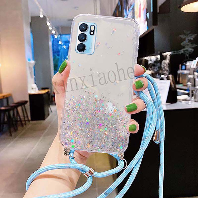 Case Tali Nagita Oppo Reno 7 4G/ Reno 6 4G/Reno 6 5G/Reno 7Z 5G/A96 5G Lanyard Glitter Gantungan