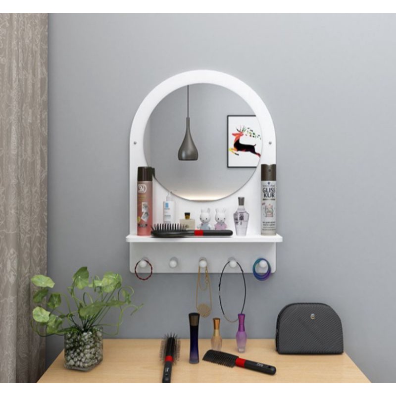 Cermin make up Rak kosmetik parfum sisir bedak Gantungan kunci ikat rambut