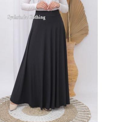 ♙ Rok Panjang Payung Polos Lebar Wanita Jersey Premium Import Rok Lebar Hitam Bawahan Wanita ➴