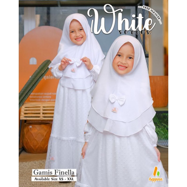 Gamis anak putih polos brokat Tulle terlaris by Heppin