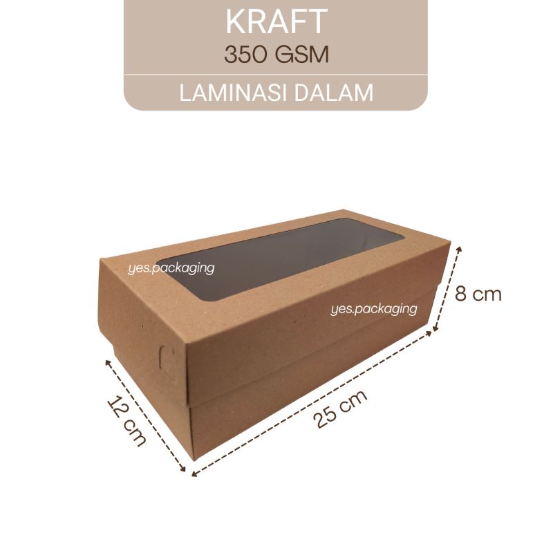[25x12x8cm] KRAFT LAMINASI JENDELA Box Dus Kotak Kemasan Brownies Cake Donat Kue Spikoe