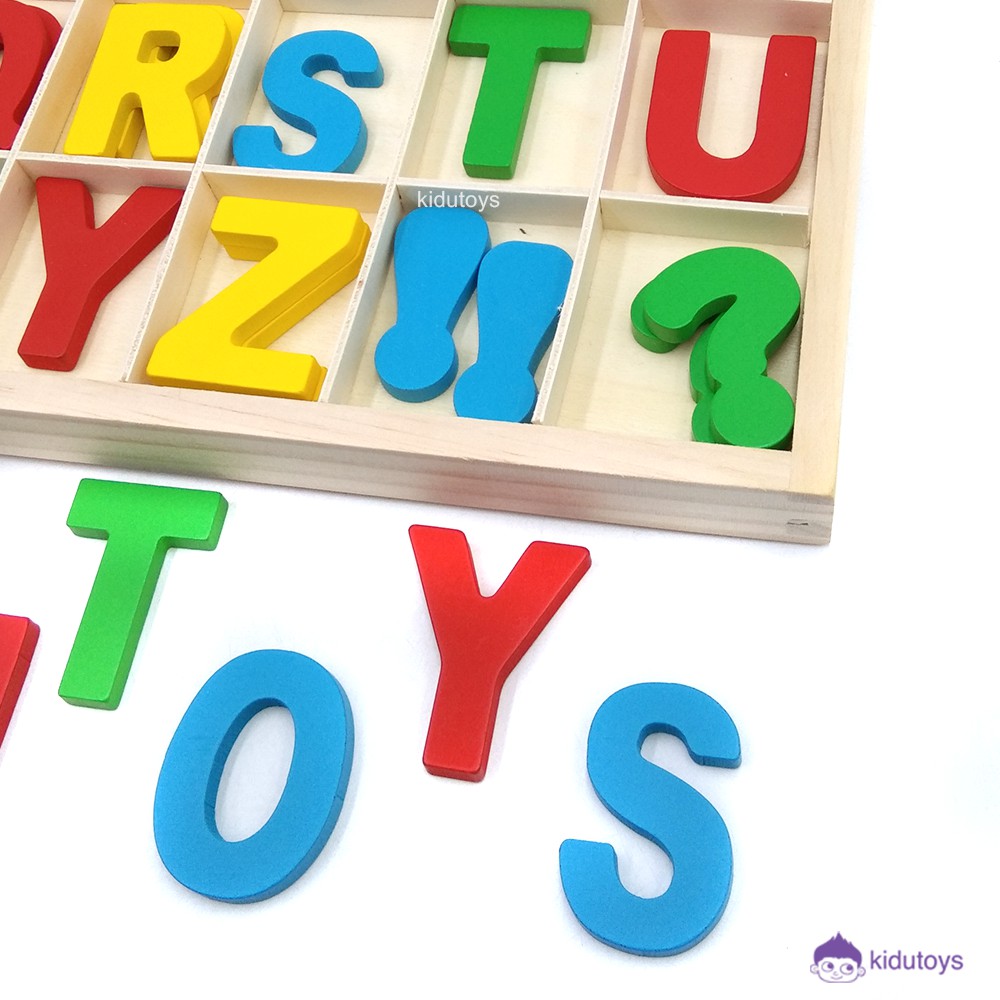 Mainan Montessori Anak Alphabet Kayu Huruf Besar / Wooden Alphabet Capital Letters Kidu Toys