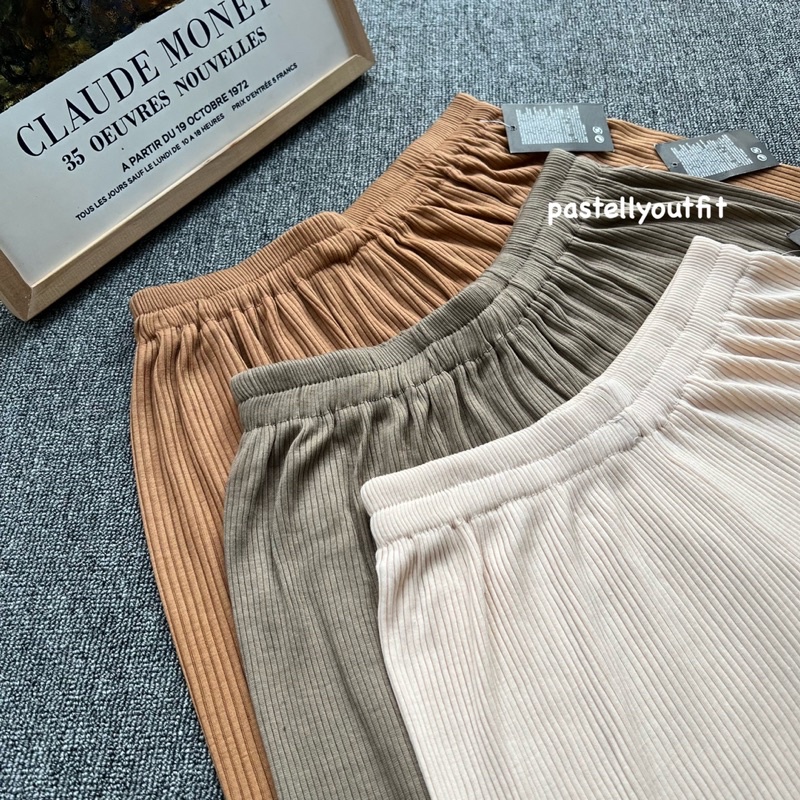 Kulot Knit Highwaist Panjang Bahan Rib Tebal