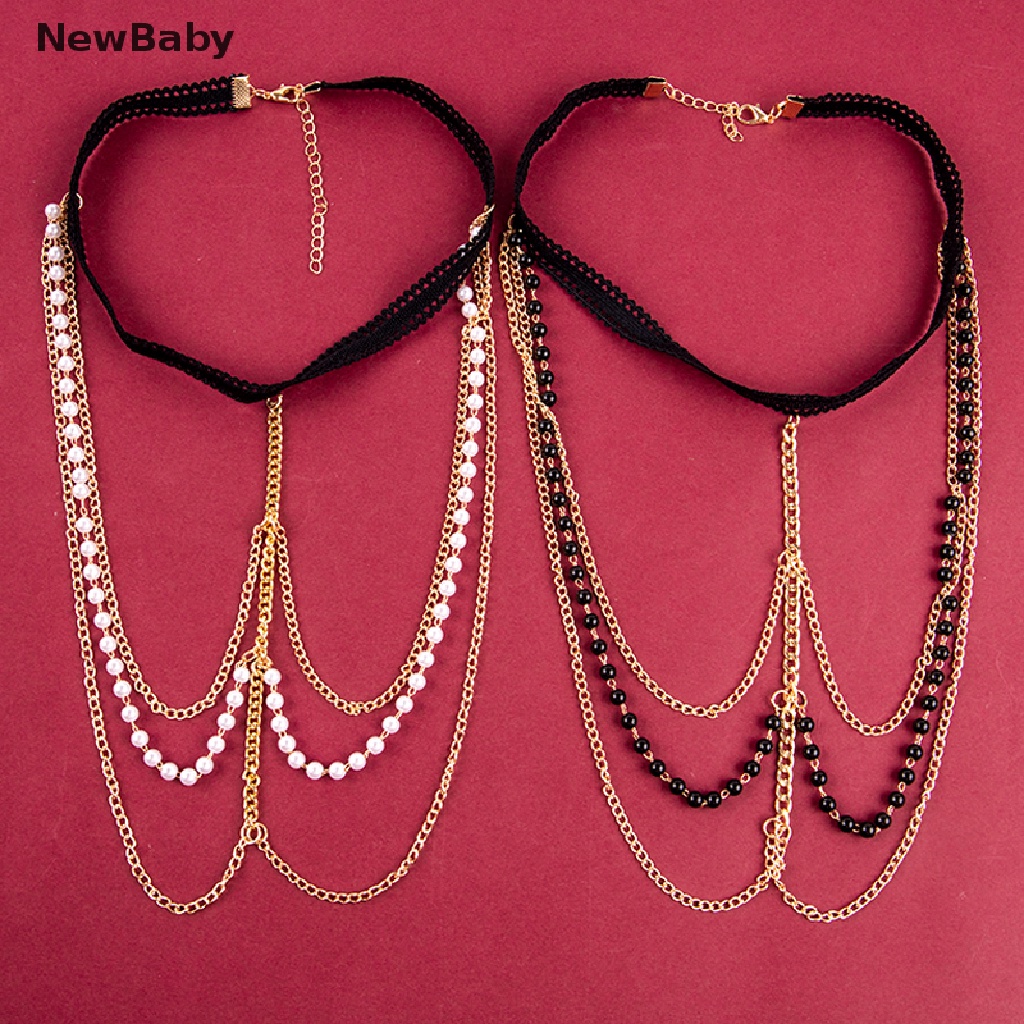 Newbaby Rantai Paha Kaki Multilayer Bahan Metal Hias Mutiara Untuk Wanita