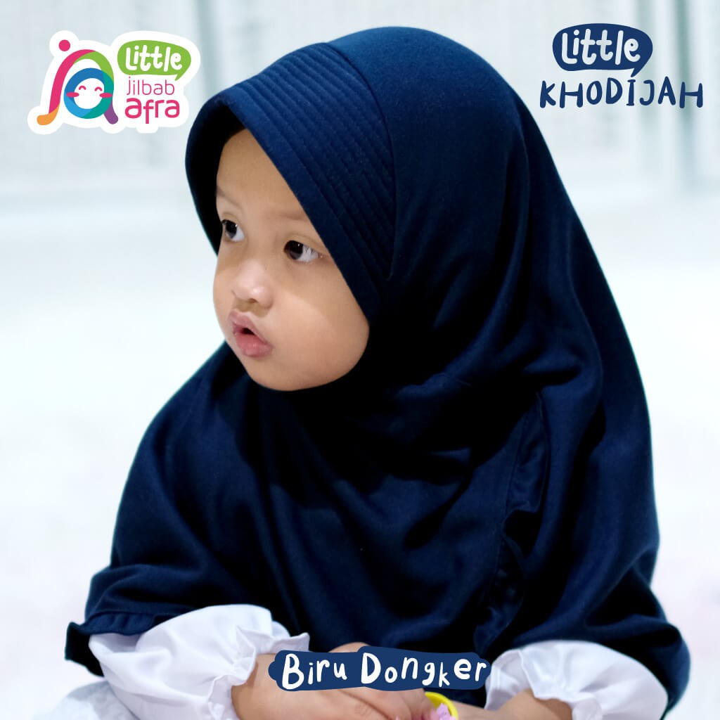 Jilbab Instan Anak Little Khodijah Biru Dongker - Little Jilbab Afra - Bahan Kaos, Adem &amp; Lembut