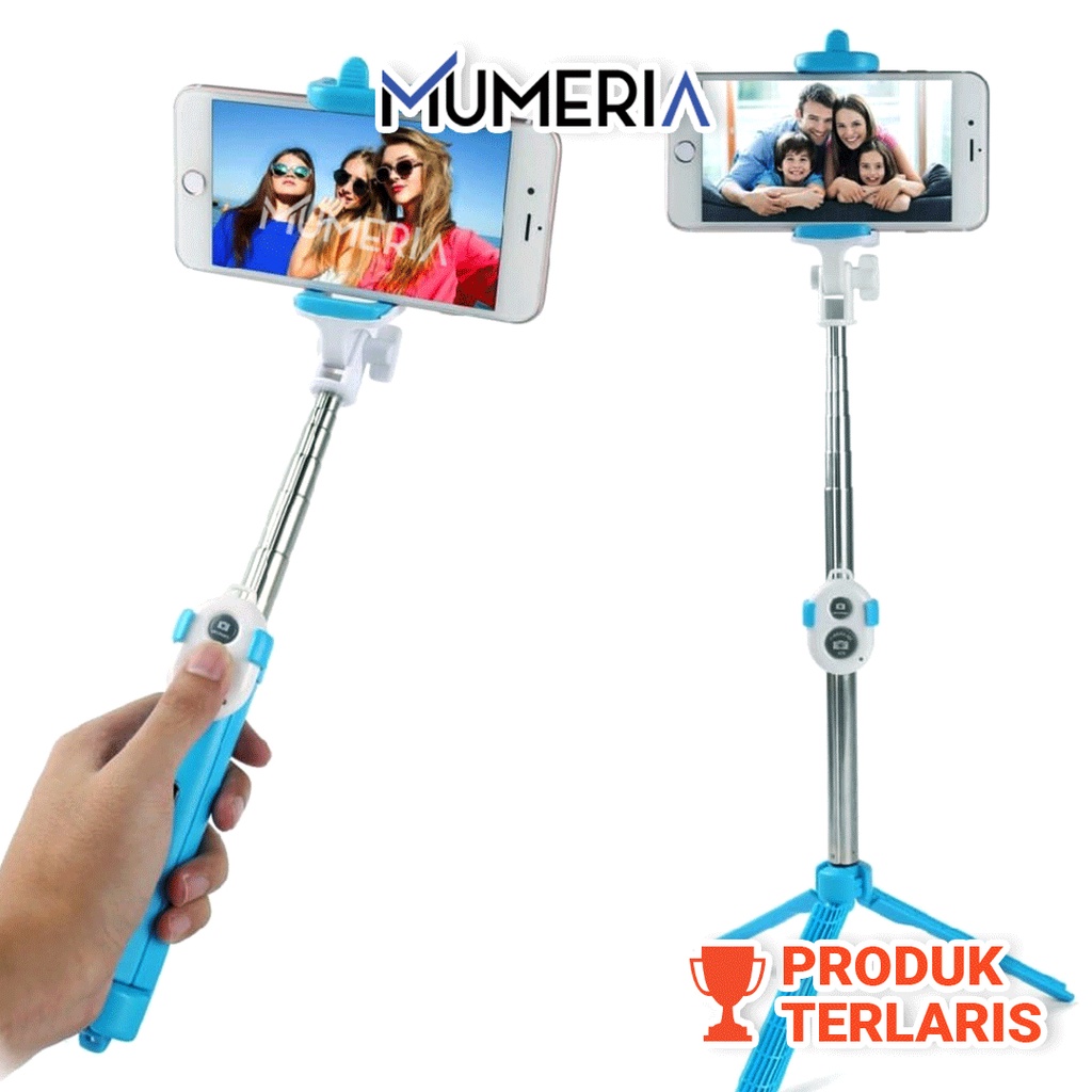 Tongsis Tongkat Selfie Stick HP Remote Bluetooth Tripod Holder Smartphone 3 In 1 Panjang Multifungsi