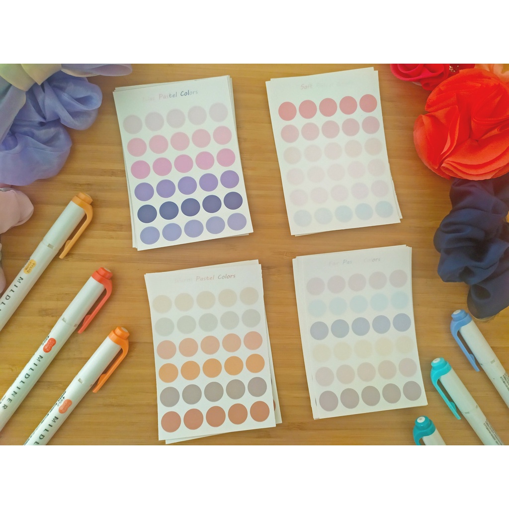 

[POMU] Sticker dot / stiker bulat dekorasi bullet journal aesthetic / banyak warna, colorful