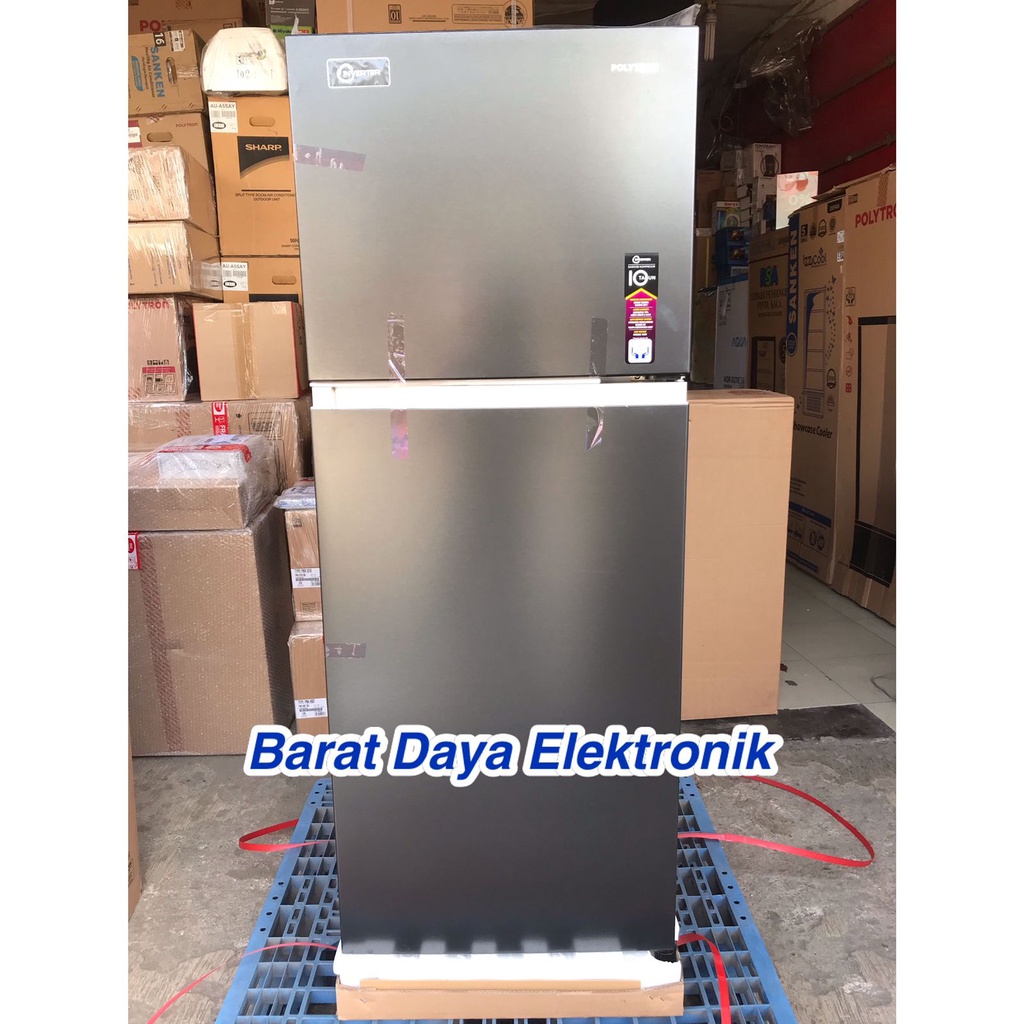 Kulkas POLYTRON Metal Jumbo 2 pintu 240 liter PRW 256Y Inverter