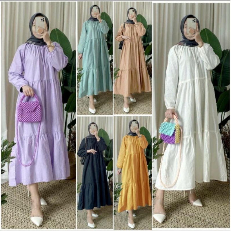 Sabrina Midi Dress Tunik Jumbo Bahan Katun Poly Fit