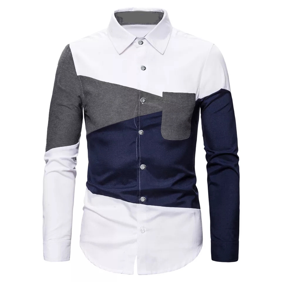 [KEMEJA KENZI SC]Kemeja Pria Katun White/Navy