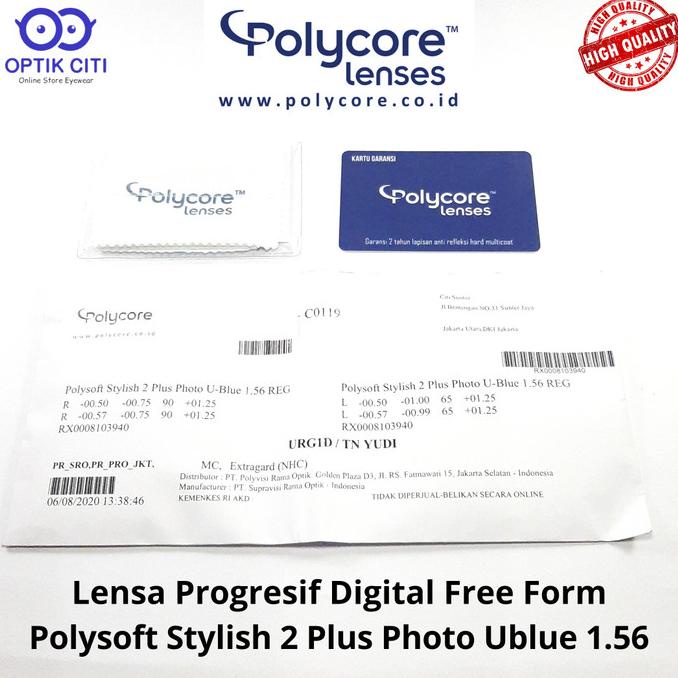 lensa kacamata progresif polycore stylish photochromic blueray