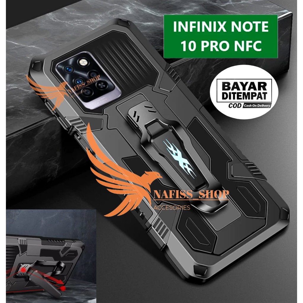 Case Standing Infinix Note 10 Pro Hard Case Belt Clip Robot Transformer Soft Hybrid Leather