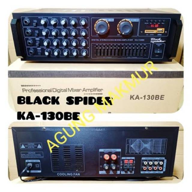 POWER AMPLIFIER BLACK SPIDER KA 130 BE KA130BE 130BE MIXER EQUALIZER USB SD MMC CARD MIC INPUT MURAH