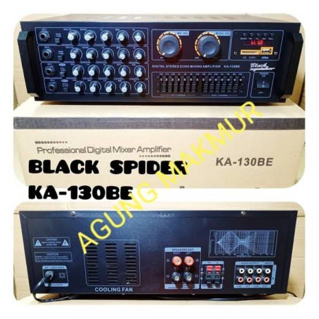 gmp POWER AMPLIFIER BLACK SPIDER KA 130 BE KA130BE 130BE MIXER EQUALIZER USB SD MMC CARD MIC INPUT M