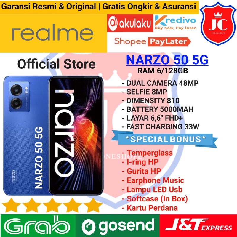 REALME NARZO 50 5G RAM 6/128GB GARANSI RESMI - BONUS