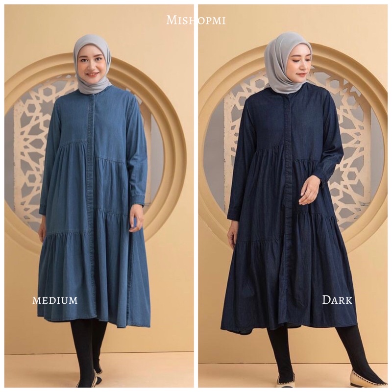 Shaima Long Jeans Tunik HL Dark Medium Size XS S M L XL XXL by Heaven Lights Tunic