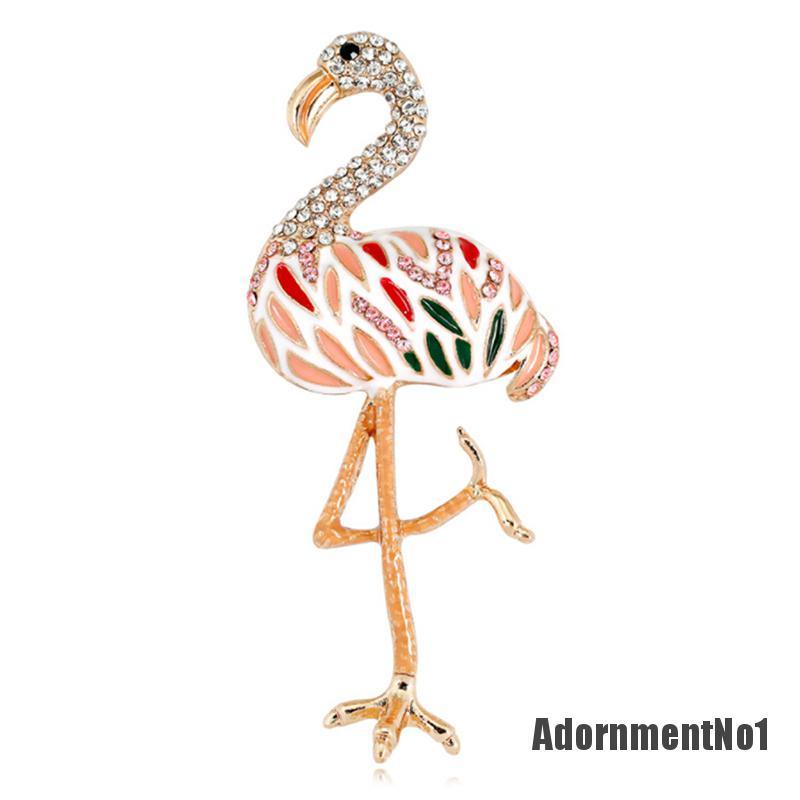 (Adornmentno1) Bros Pin Bentuk Flamingo Aksen Berlian Imitasi Untuk Wanita