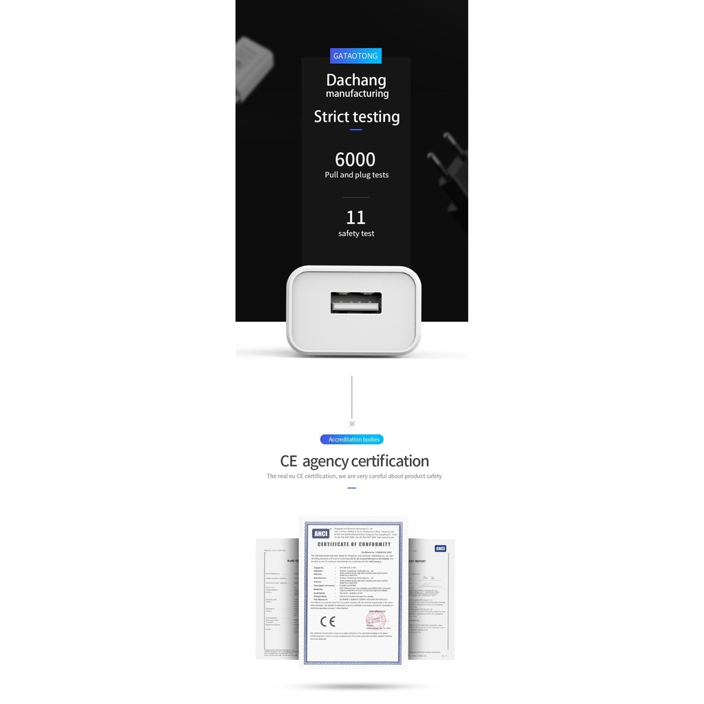 UL FCC GS CE Certified USB AC Power adapter High Quality 5V 1A EU Plug Charger