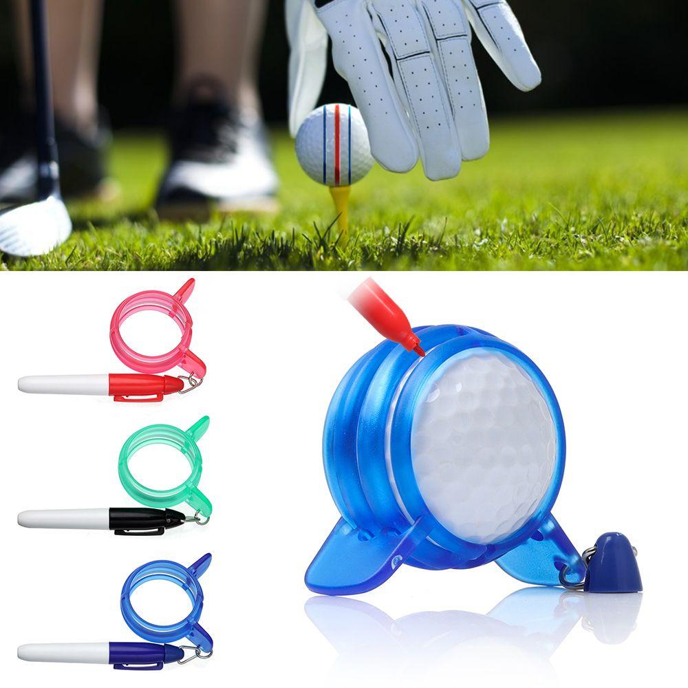 Chookyy 1set Jemuran Bola Golf Lingkaran Sport Template Alignment Dengan Garis Penanda Plastik Pulpen