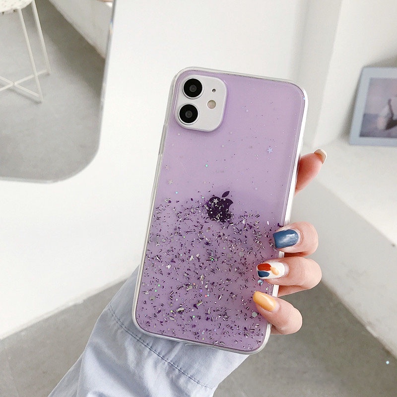 Soft case TPU Transparan glitter pearlescent cover iPhone 13 12 11 Pro Max XR X Xs Max 6 6s 7 8 Plus