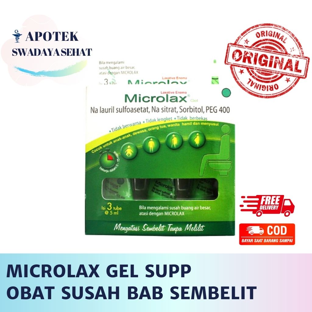 MICROLAX GEL Box Isi 3 Tube Isi 5 ML - Obat Sembelit Susah BAB Konstipasi Satuan Tube Suppositoria Supp Suppo