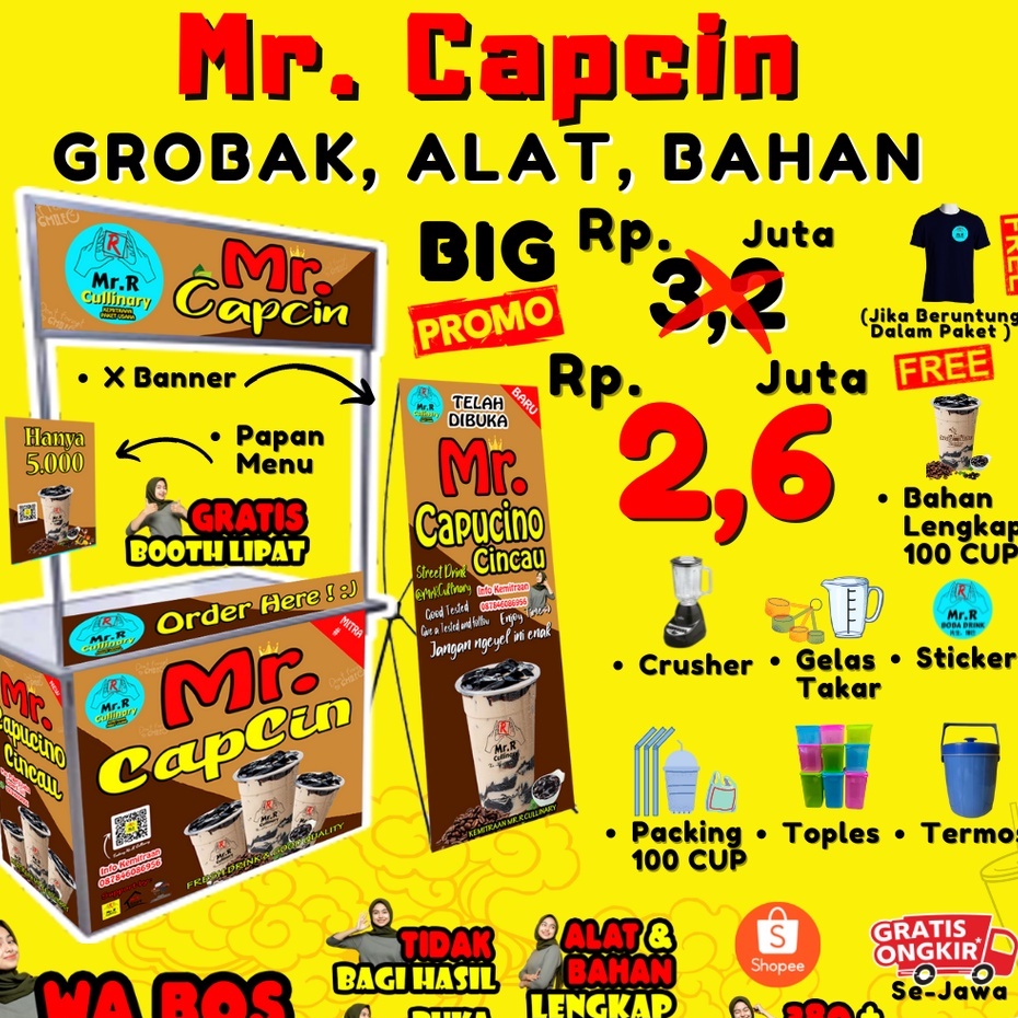 

Mr.CAPCIN NEW|| MR.R CULLINARY (FRANCHAISE,PAKET USAHA,KEMITRAAN) GROBAK/BOOTH PORTABLE,ALAT LENGKAP, DAN BAHAN BAKU UTAMA