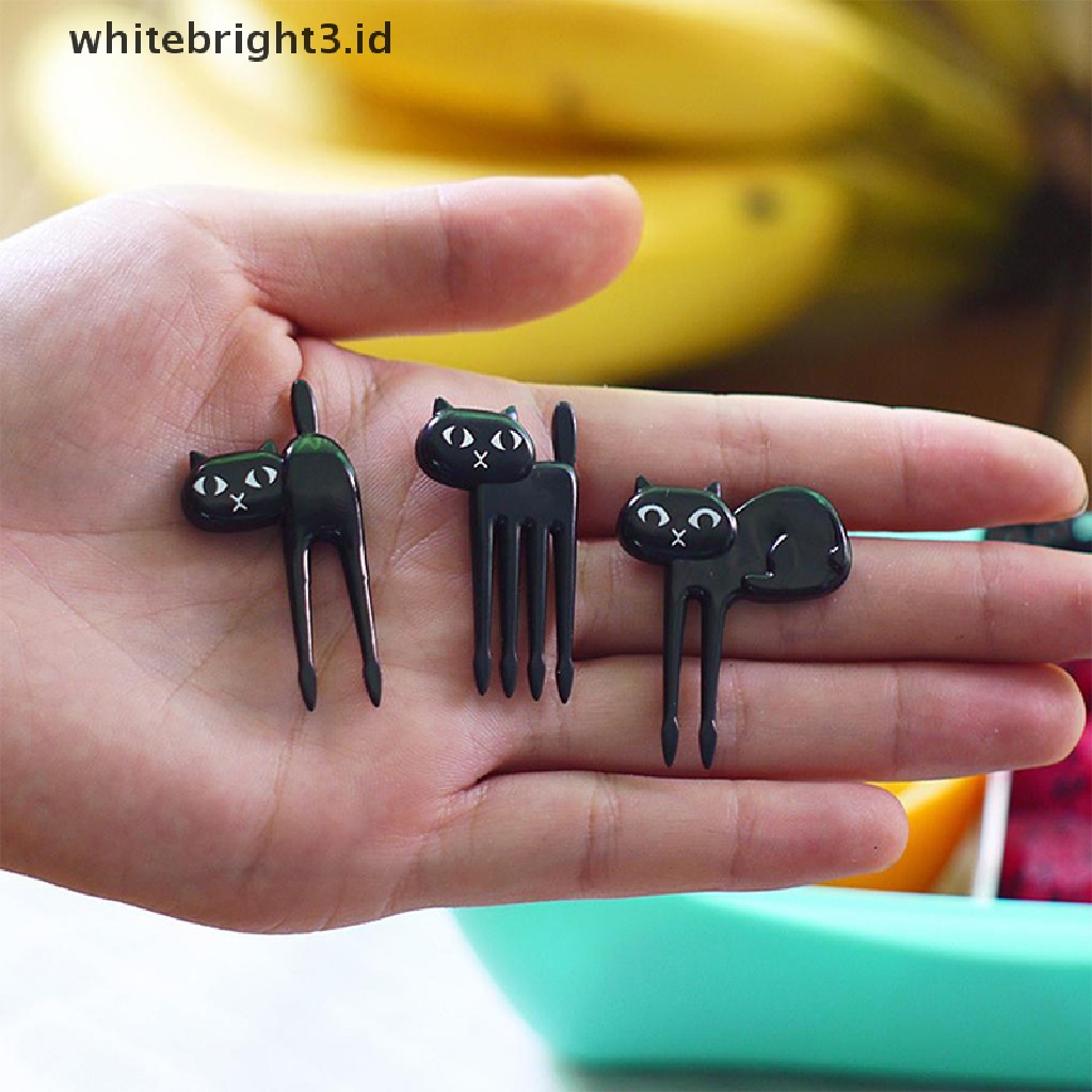 (whitebright3.id) Garpu Buah / Kue / Dessert Mini Motif Kartun Hewan Untuk Anak