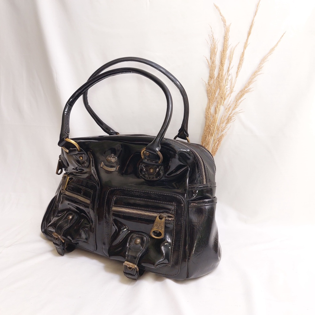 ORIGINAL Sophie Martin Sophie SAS Tas Jinjing Hand Bag Hitam Glossy Mewah Mengilap Bahan Kulit Prelo