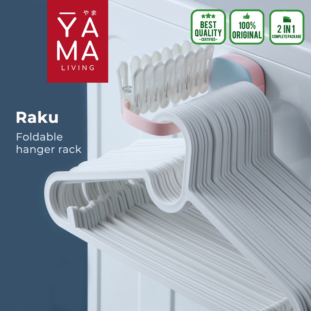 YAMA RAKU Hanger Organizer Holder Tempat Penyimpanan Gantungan Baju Putih