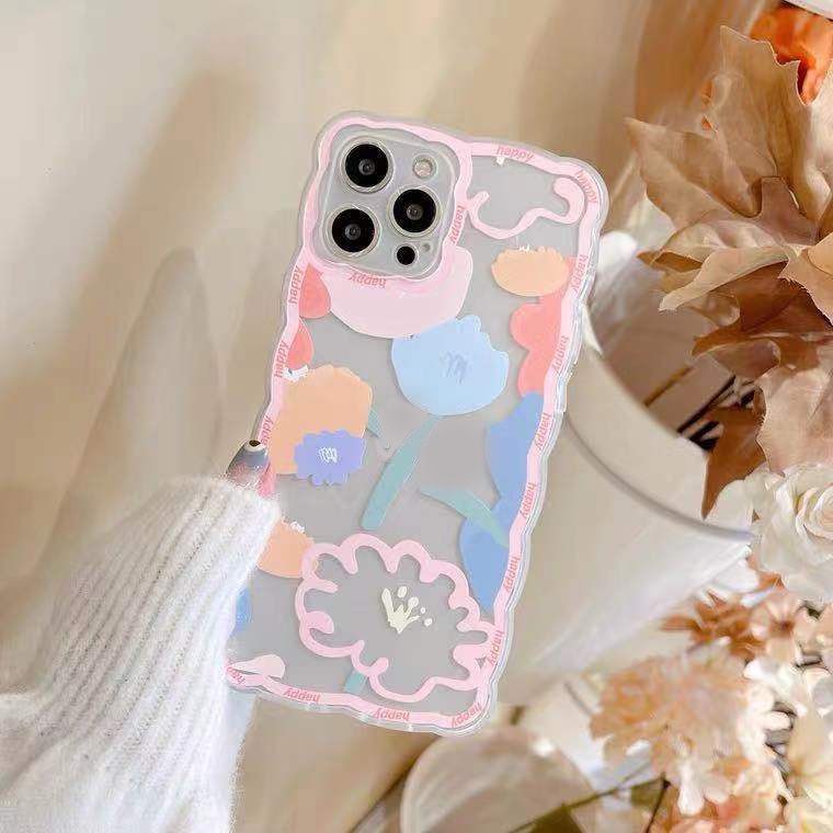 Soft Case Silikon TPU Motif Bunga Untuk iPhone 12 13 SE 6 6S 7 8 Plus X XS XR 11 Pro Max