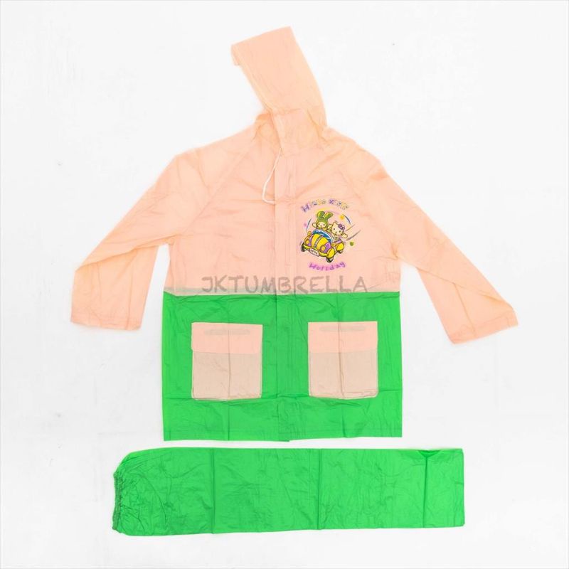 Jas Hujan Stelan Anak / Mantel Jaket Celana Anak Polos Kombinasi Tiger Head