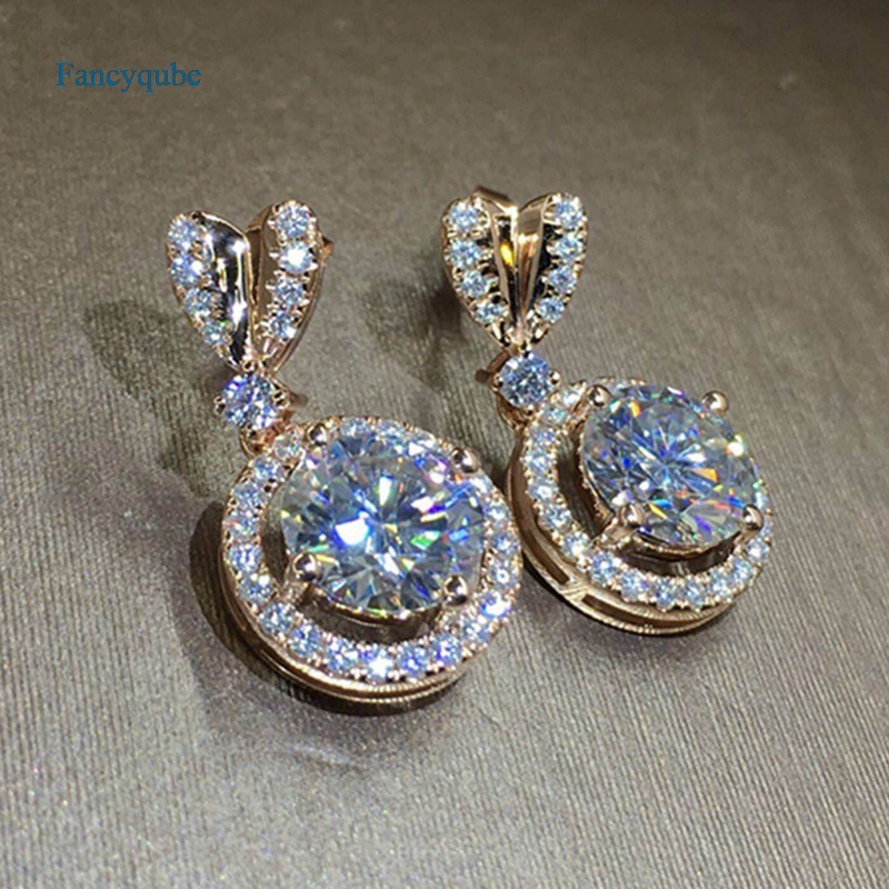Fancyqube Anting Stud Bentuk Hati Bulat Besar Warna Emas Untuk Wanita
