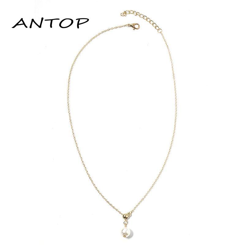 Korea Kalung Mutiara Sederhana Rumbai Tulang Selangka Yang Dapat Disesuaikan Rantai Untuk Wanita ANTOP