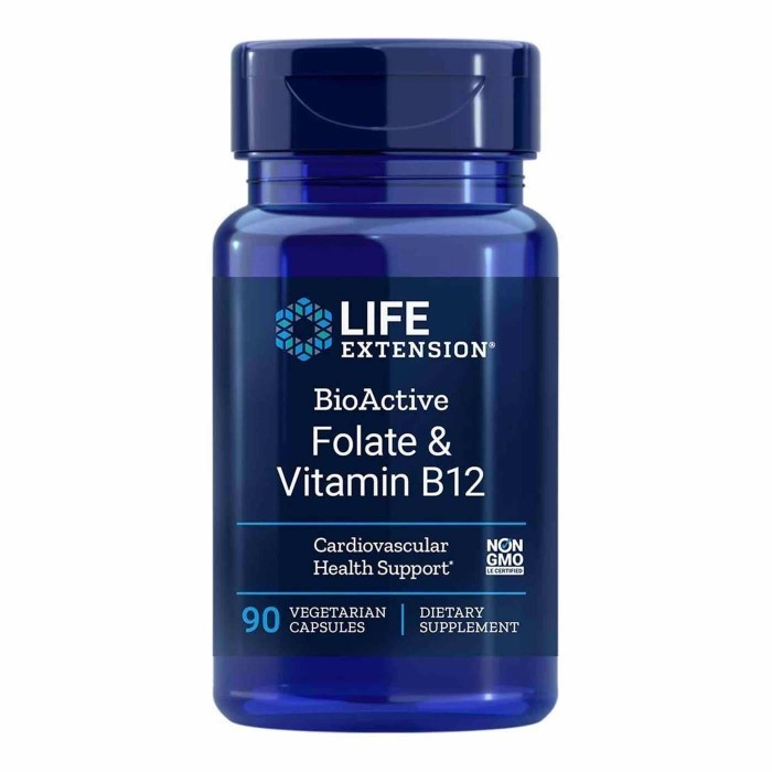 Life Extension BioActive Folate Vit B12 (90 Veg) Vitamin B12 ORI USA
