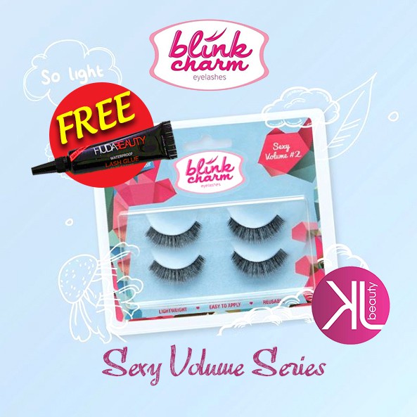 (FREE Lem HUDA) Blink Charm Eyelashes SEXY Volume ( 2 Pairs )