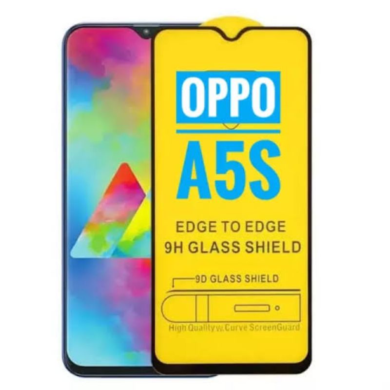 tamperglas full layar 9D Oppo A5s/A12/A7/A1k/F9