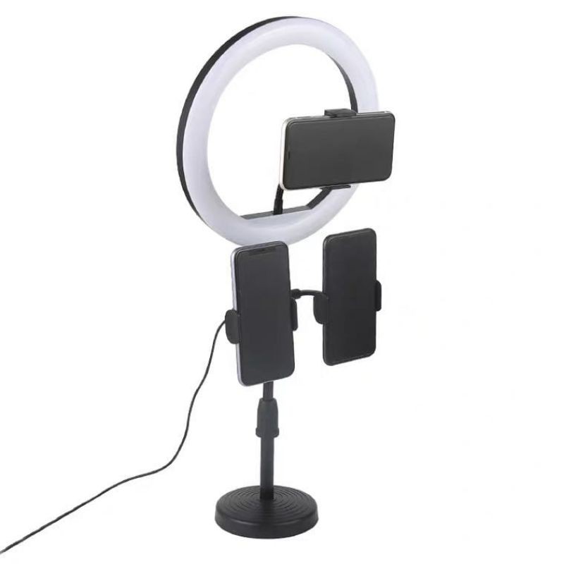 (P) Ring Light + 3 Desktop Phone Holder 3 + tripod CXB-260A