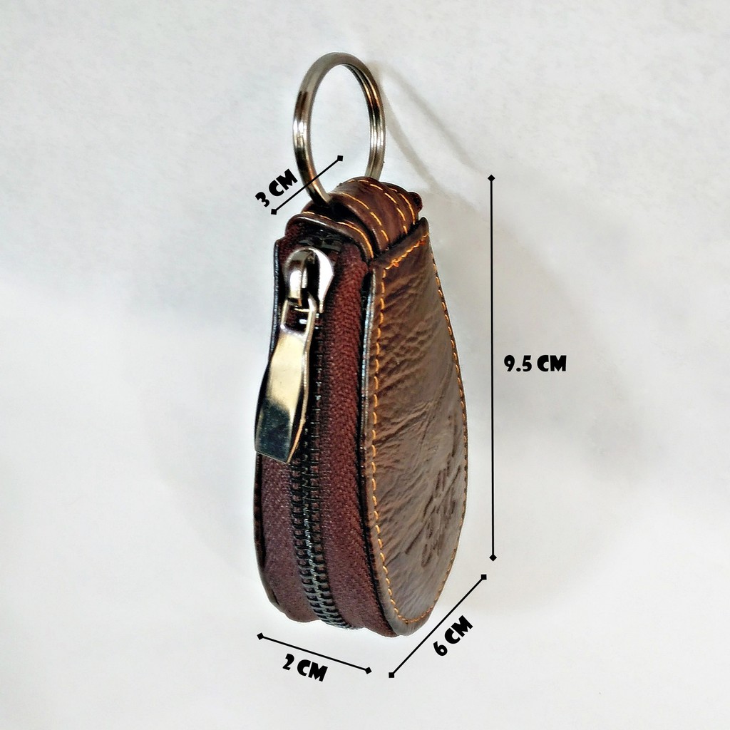 Dompet Gantungan Kunci STNK Mobil / Motor Bahan 100% Kulit Sapi Asli PREMIUM Motif Serat Kayu