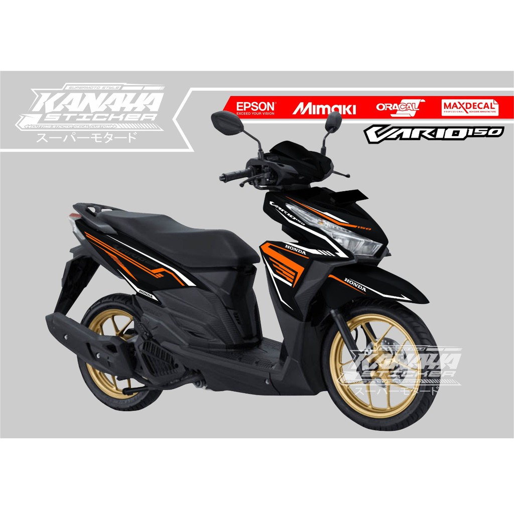 Sticker Cutting Vario 150 Striping Honda Vario 150 Desain Terbaru Warna Orange Kombinasi Putih