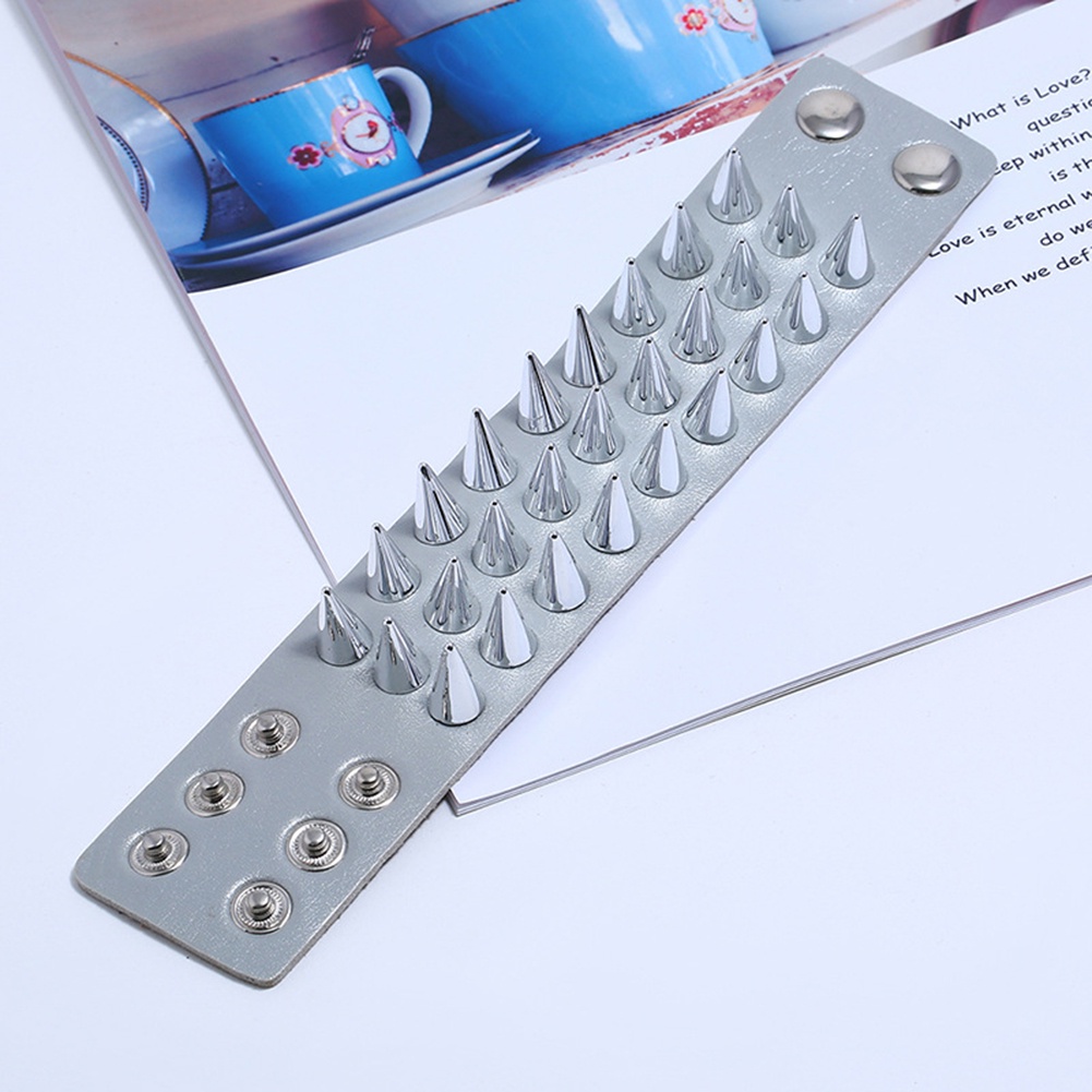 Hu Hu Hu Hu Hu Alat Bantu Pasang Kacamata♡ Gelang Bangle Kulit Imitasi Hias Paku Gaya Punk Untuk Priawanita