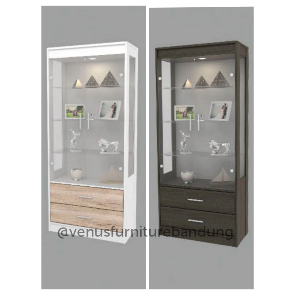 Lemari Hias pajangan kristal mainan tas dua pintu kaca Jazz LH 800 BANDUNG