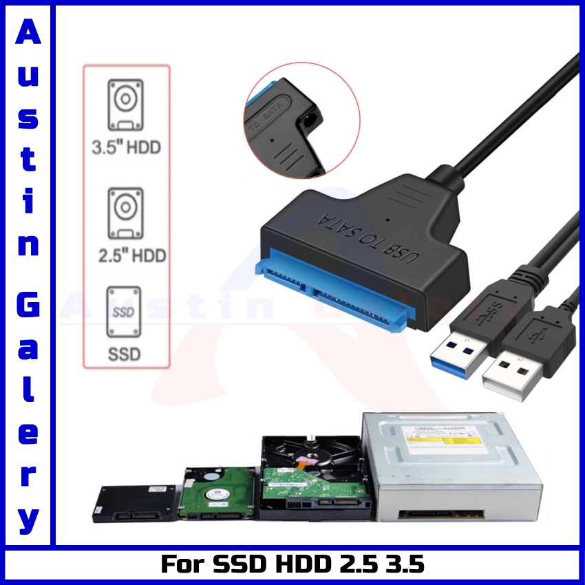 USB 3.0 TO SATA Adapter Hard Disk Drive SSD HDD Untuk PC Laptop Komputer