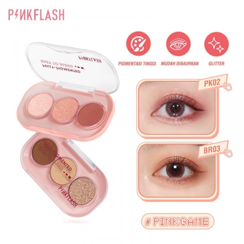 PINKFLASH EYESHADOW PALETTE 3 SHADES GLITTER/EYESHADOW PINKFLASH ORIGINAL 100%